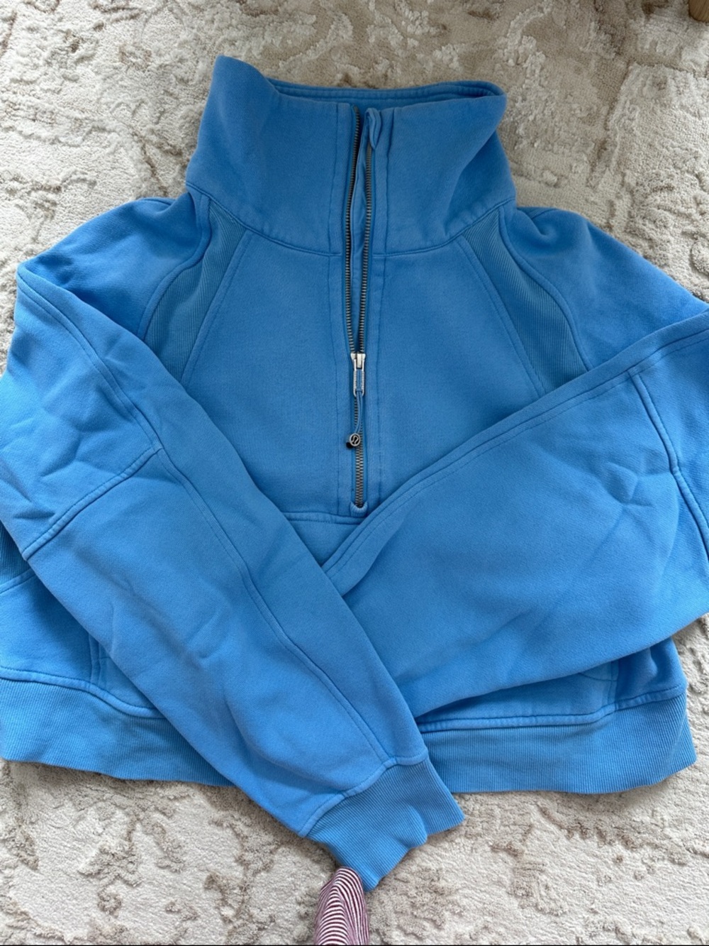 lululemon athletica Blue Half-Zip Cowl Sweater